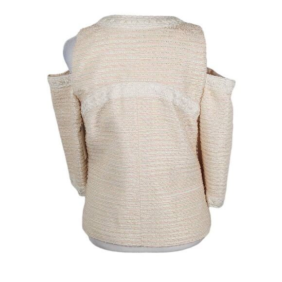 Boston Proper Pink and Cream Tweed Blazer with Shoulder Cutouts Size 4 NWOT - Picture 2 of 13